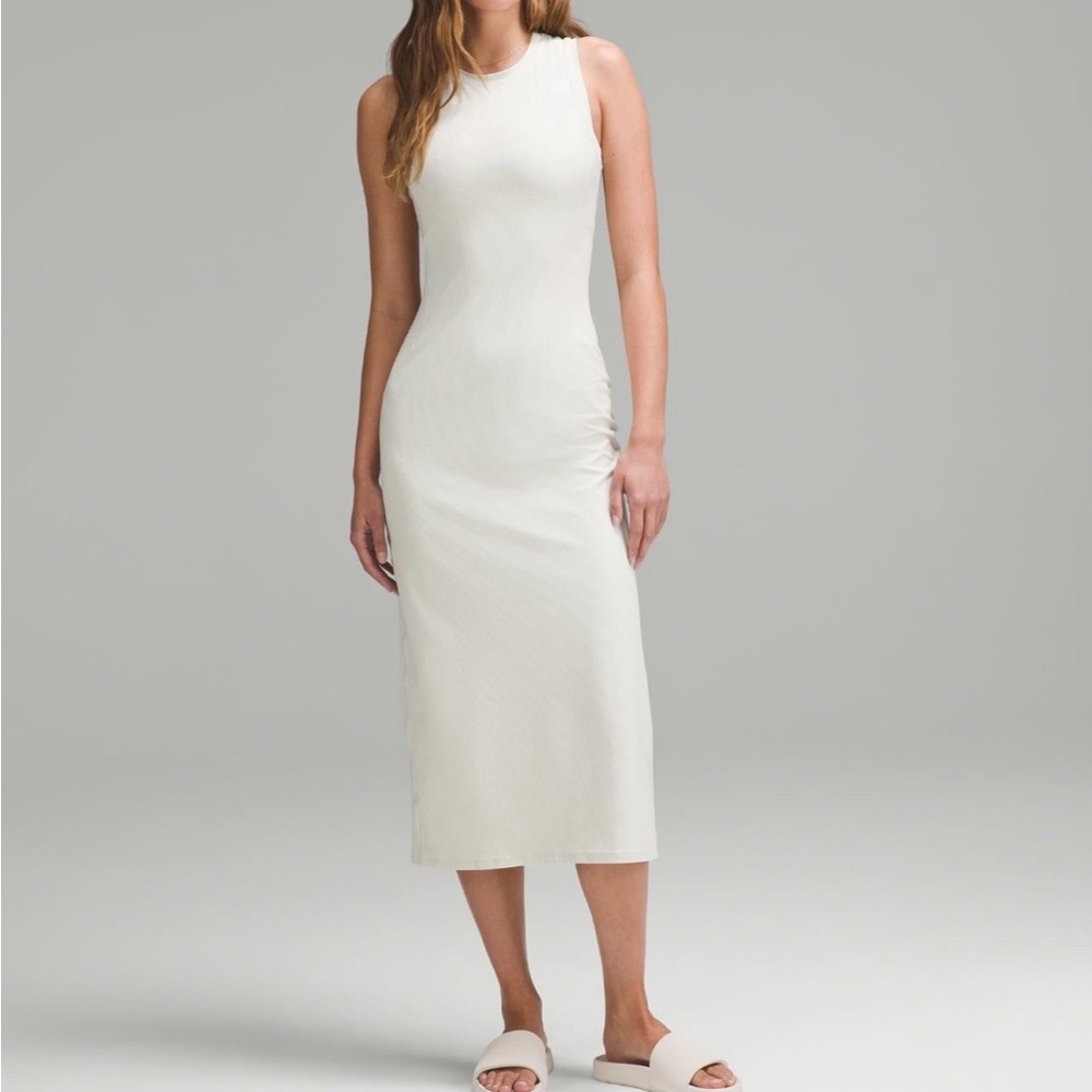 NWT Lululemon All Aligned Ribbed Midi Dress in Bone